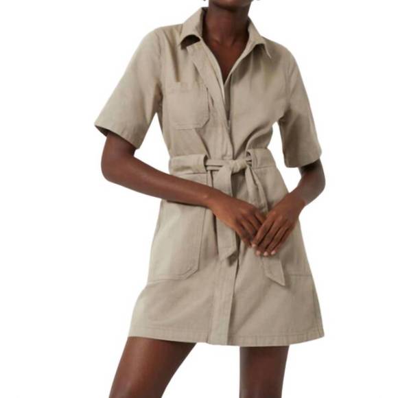 NEW FRENCH CONNECTION denim dress in truffle - Picture 1 of 3